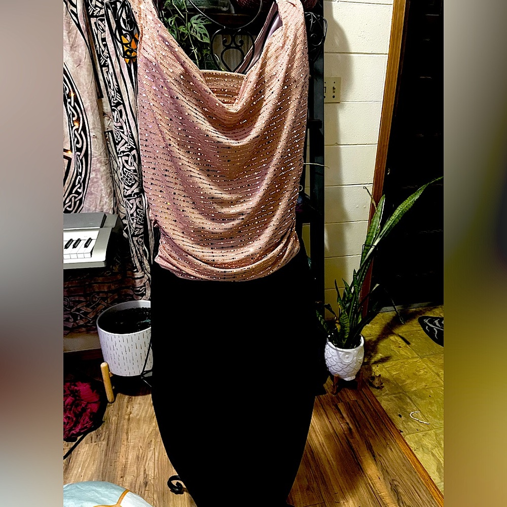 Sparkling pink and black one piece pantsuit romper